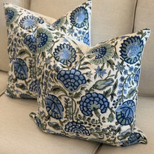 Load image into Gallery viewer, Blue/Green Floral Down Pillow

