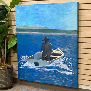 Man In Canoe Wood Art