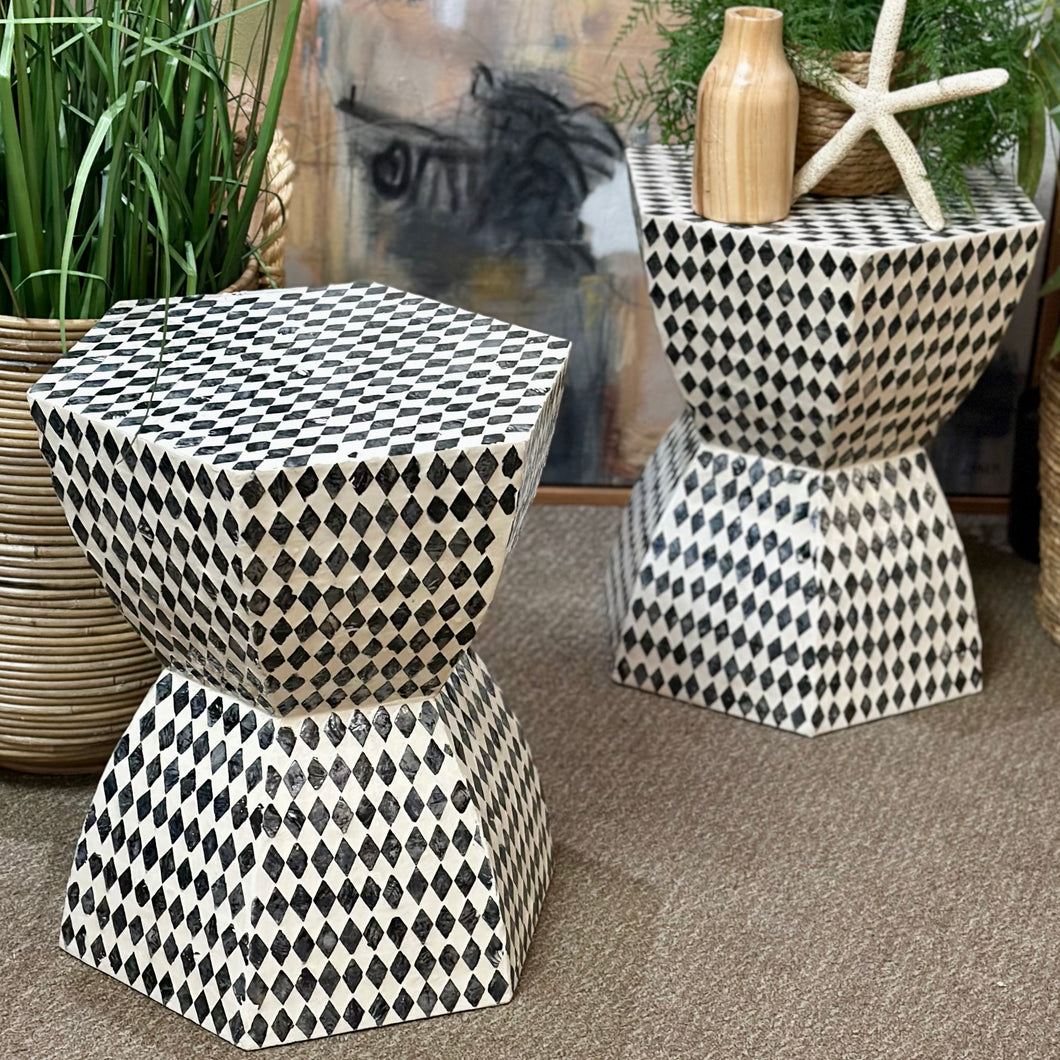 Black/White Hexagon Stool