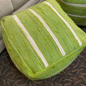 Green & White Pouf