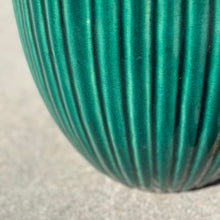 Load image into Gallery viewer, MED Green Striped Clay Pot
