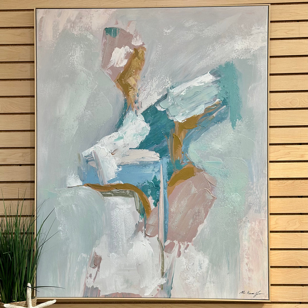 Aqua/Blush Bursting Abstract Art