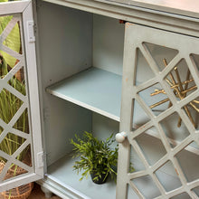 Load image into Gallery viewer, 4DR Teal Lattice Cabinet
