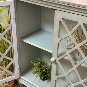4DR Teal Lattice Cabinet