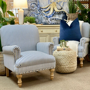 Blue/White Striped Accent Chair