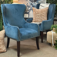 Load image into Gallery viewer, Blue Velvet Tufted Back Chair

