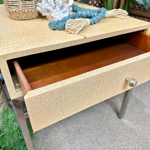 Woven/Chrome End Table