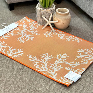 Orange & White Sea Life Washable Rug