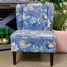 Load image into Gallery viewer, Blue Floral Slipper Chair
