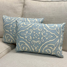 Load image into Gallery viewer, Light Blue &amp; White Designer Lumbar
