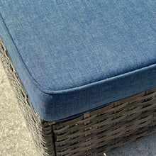 Load image into Gallery viewer, Blue/Wicker Outdoor Ottoman
