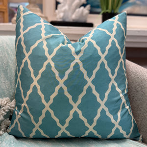 Aqua Lattice Down Pillow