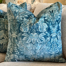 Load image into Gallery viewer, Navy &amp; Blue Patterned Designer Pillow
