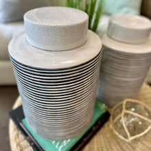 Load image into Gallery viewer, Striped Crackle Lidded Jar
