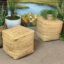 Load image into Gallery viewer, Square Jute Pouf
