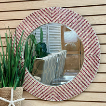 Load image into Gallery viewer, Ivory/Raspberry Capiz Mirror
