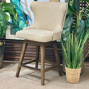 S/2 Beige Wingback Counterstools