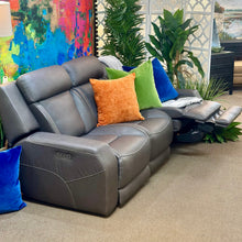 Load image into Gallery viewer, Havertys Grey Leat. Reclining Sofa
