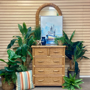 Natural Wicker Chest w/ Mirror