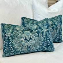 Load image into Gallery viewer, Navy &amp; Blue Patterned Designer Lumbar
