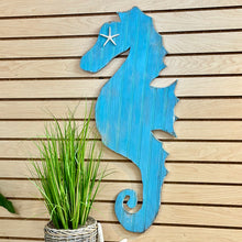 Load image into Gallery viewer, Aqua Wooden Seahorse
