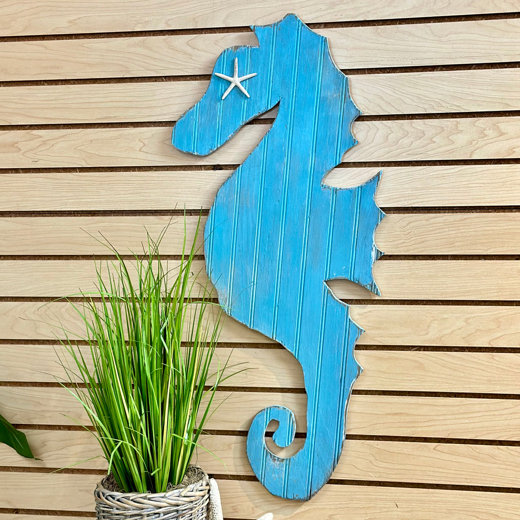 Aqua Wooden Seahorse