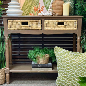 Mocha & Woven Basket Console