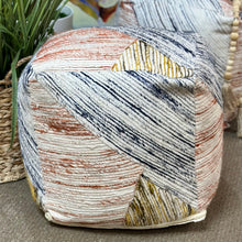 Load image into Gallery viewer, Blue/Orange Stitched Pouf
