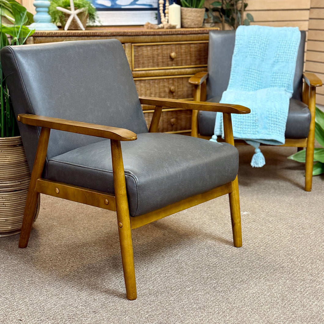 Modern Faux Grey Leather Chair