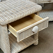 Load image into Gallery viewer, Ivory Wicker Shell Nightstand
