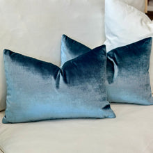 Load image into Gallery viewer, Steel Blue Velvet Designer Lumbar
