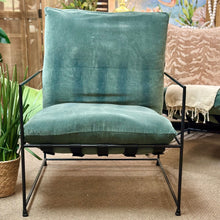 Load image into Gallery viewer, Black Iron Green Chair

