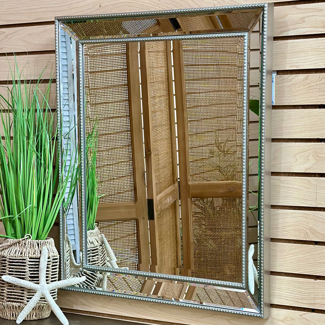 Silver Beaded Rect. Mirror