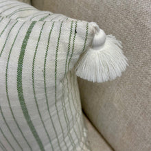 Load image into Gallery viewer, Green &amp; White Striped Outdoor Pillow
