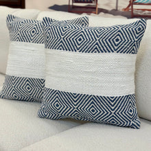 Load image into Gallery viewer, Navy Geometric Diamond Pillow
