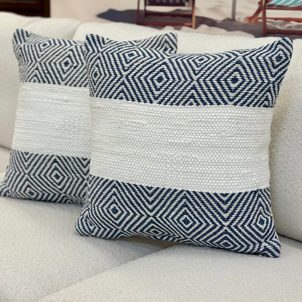 Navy Geometric Diamond Pillow