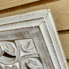 Load image into Gallery viewer, Wooden Distressed White Floral Art
