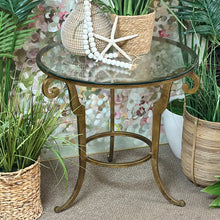 Load image into Gallery viewer, Round Brass/Glass Side Table
