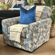 Load image into Gallery viewer, Blue/Taupe Print Swivel Chair
