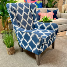 Load image into Gallery viewer, Blue &amp; White Wingback Chair
