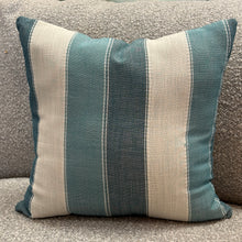 Load image into Gallery viewer, Blue/Aqua/White Striped Pillow
