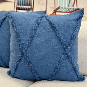 Blue Tufted Pillow