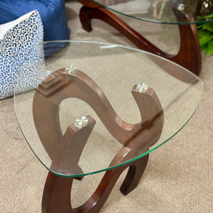 Glass Top Wooden Side Table