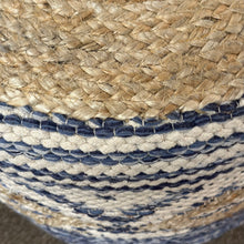 Load image into Gallery viewer, Blue Motif Jute Pouf
