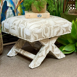 Ivory/Taupe Print Stool