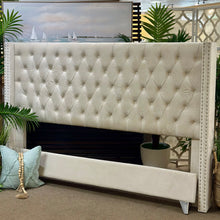 Load image into Gallery viewer, King Cream Tufted Bed

