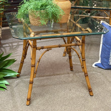 Load image into Gallery viewer, Bamboo Look Glass Top Side Table
