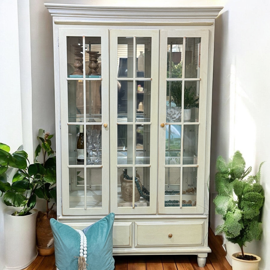 2PC Ivory China Cabinet