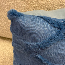 Load image into Gallery viewer, Blue Textured Fringe Pillow
