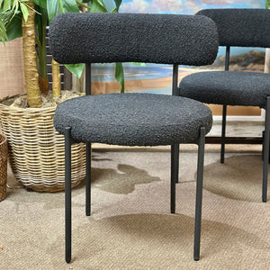 Black Boucle Dining Chair
